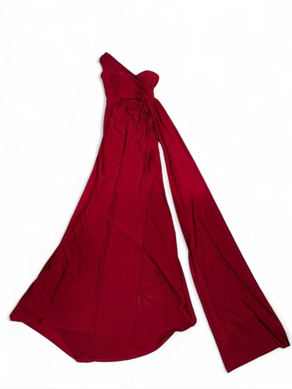 Red One-Shoulder Evening Dress